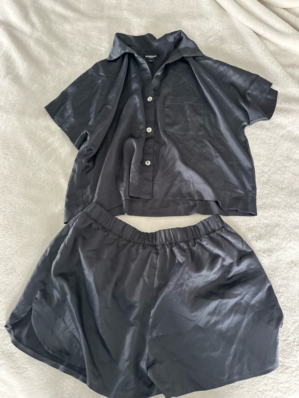 Express Black Satin Short Pajama Set